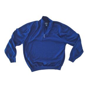Jos A Bank Signature Collection Pima Cotton Sweater Blue 1/4 Zip Men's size XL